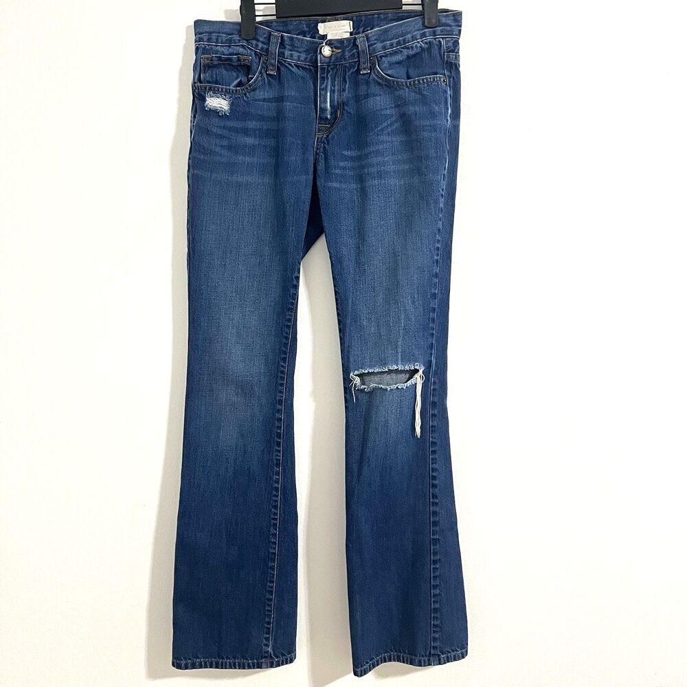 Piper's Closet Jeans Size 7 Blue Flare Leg Distressed Denim Boho Grunge Y2k